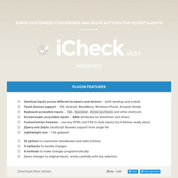 Checkboxes and radio buttons customization (jQuery and Zepto) plugin