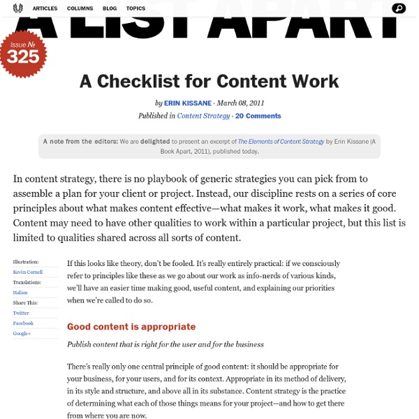 A Checklist for Content Work