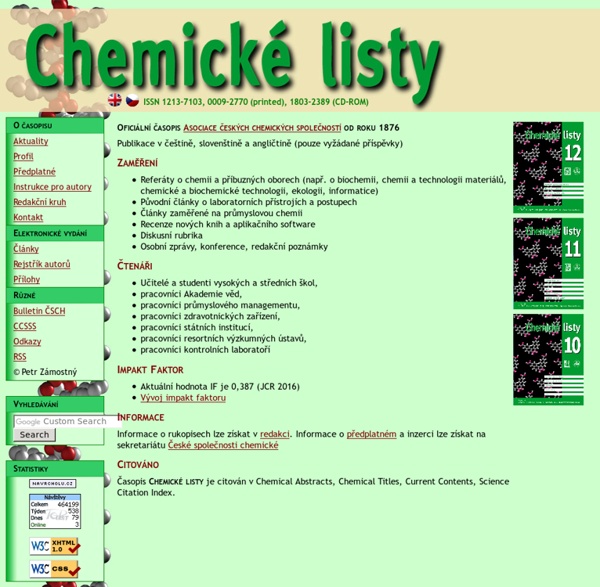 Chemické listy - Oficiální časopis České společnosti chemické