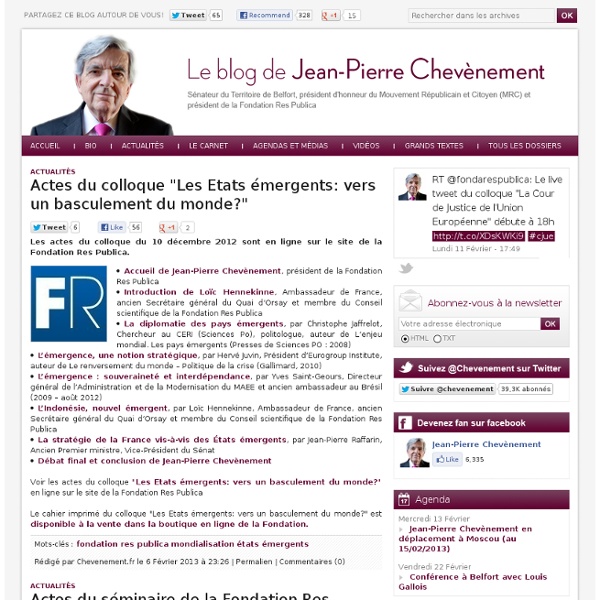 Le blog de Jean-Pierre Chevènement