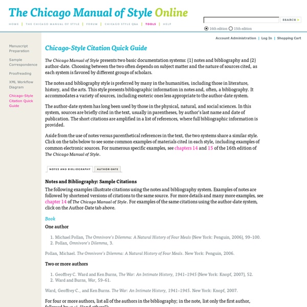 The Chicago Manual Of Style Online Chicago Style Citation Quick Guide 