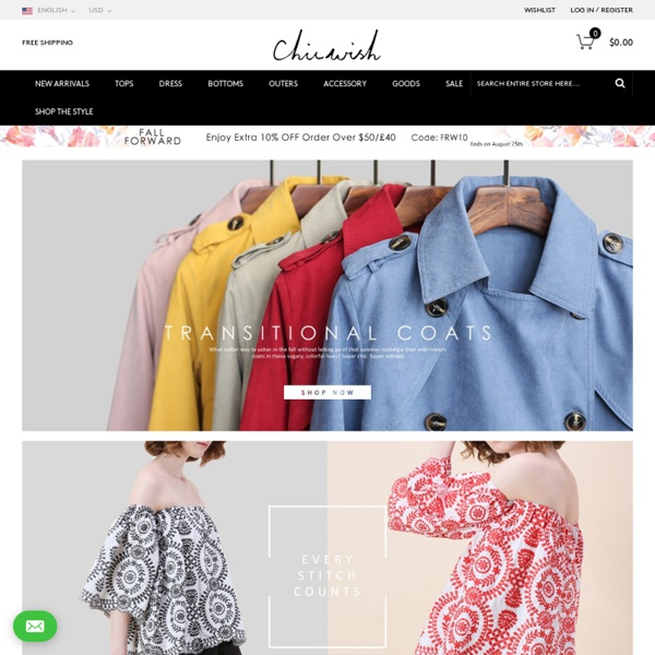 Chicwish Indie Design in Onepiece Dresses, Top Clothings, Outers and Bottoms