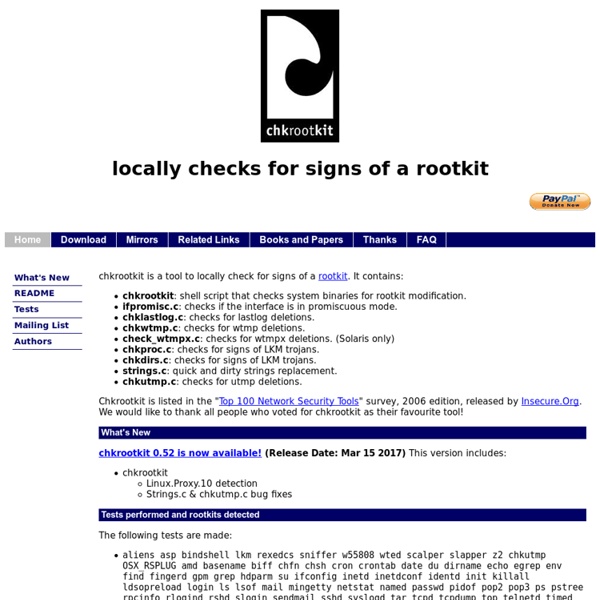 Locally checks for signs of a rootkit