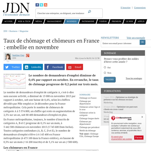 Chômage en France - Journal du Net Economie
