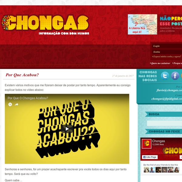 Chongas – Um Blog sem Credibilidade (mentira!) » Este blog é melhor visualizado com os olhos abertos. Chongas, considerado o melhor blog do mundo (segundo a mãe do autor...)