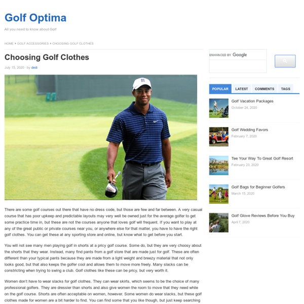 Golf Clothing - Picking the Best Clothes for the Course