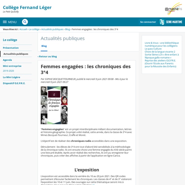 Femmes engagées : les chroniques des 3°4 - Actualités publiques - Collège Fernand Léger
