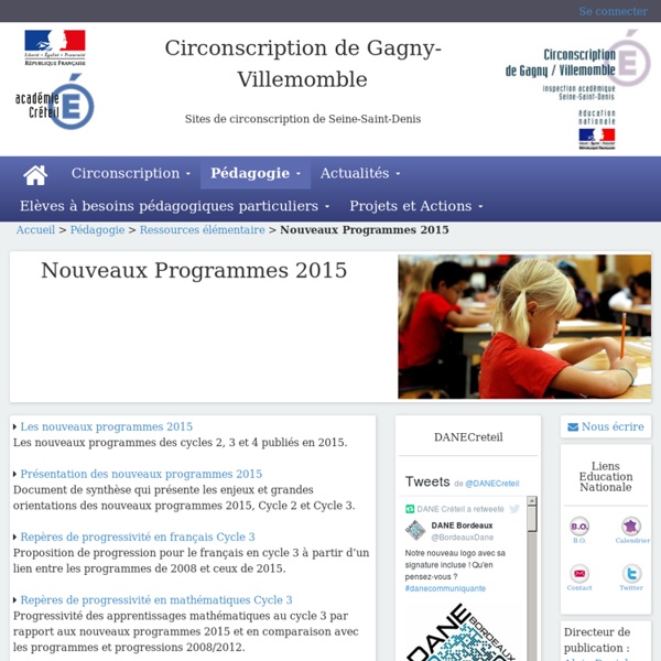 [Circonscription de Gagny-Villemomble] Nouveaux Programmes 2015