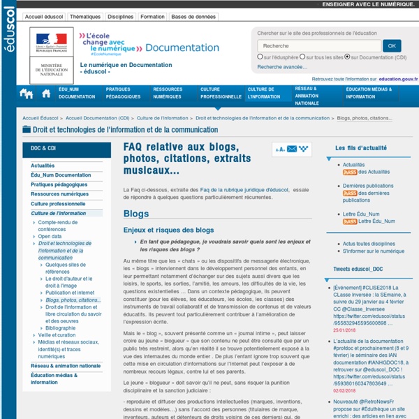 FAQ relative aux blogs, photos, citations, extraits musicaux... — Documentation (CDI)