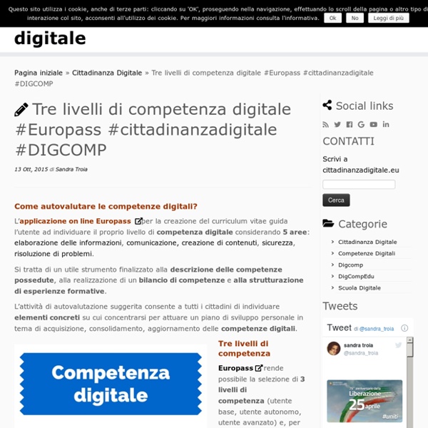 Tre livelli di competenza digitale #Europass #cittadinanzadigitale #DIGCOMP