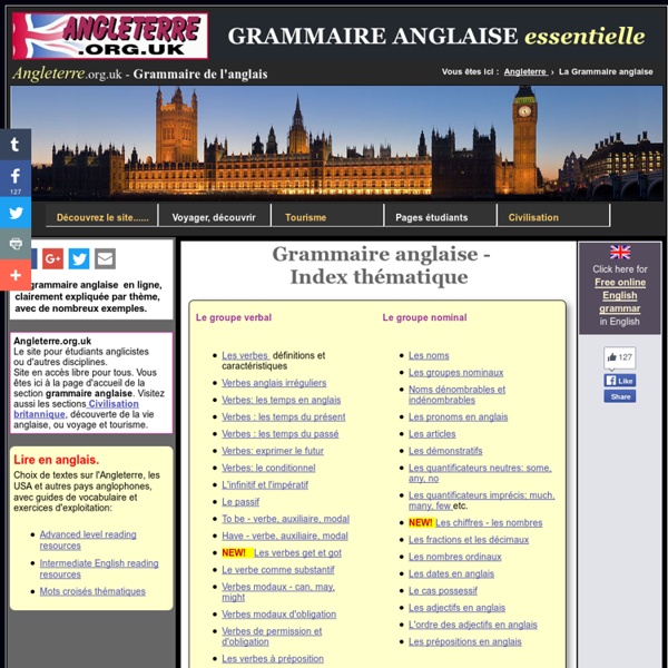 La grammaire anglaise essentielle Angleterre.org.uk