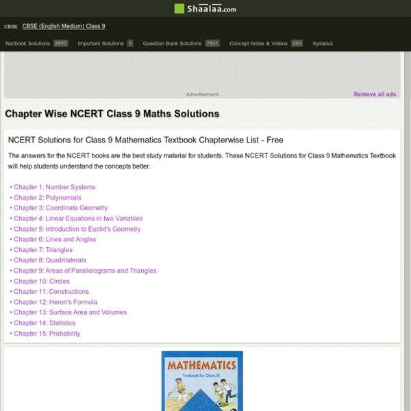 Chapter Wise NCERT Class 9 Maths Solutions - Shaalaa.com