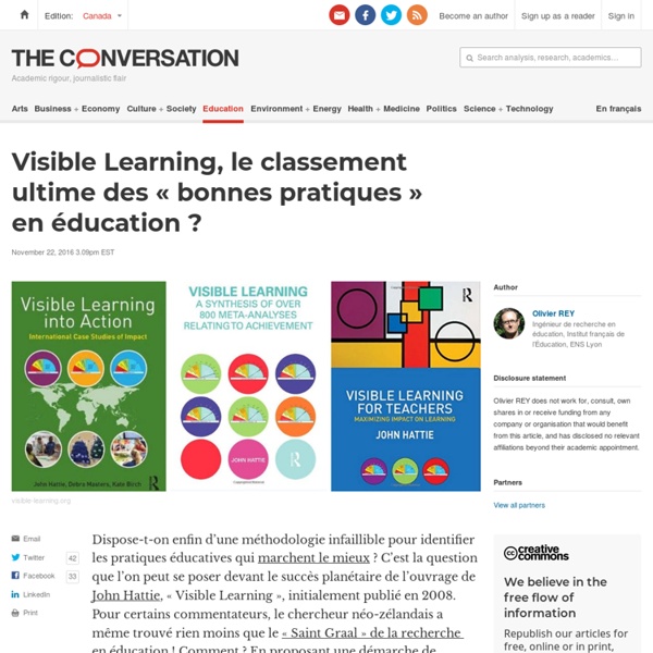 Visible Learning, le classement ultime des « bonnes pratiques » en éducation ? - The conversation