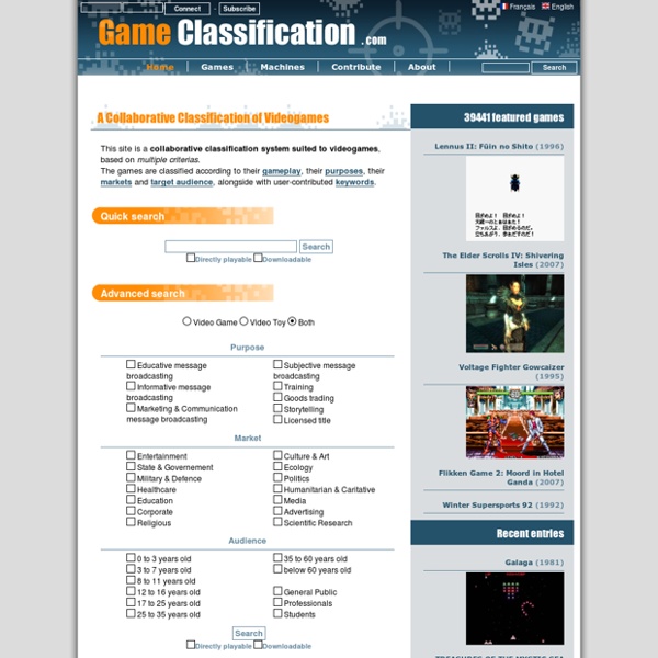 The online classification of videogames