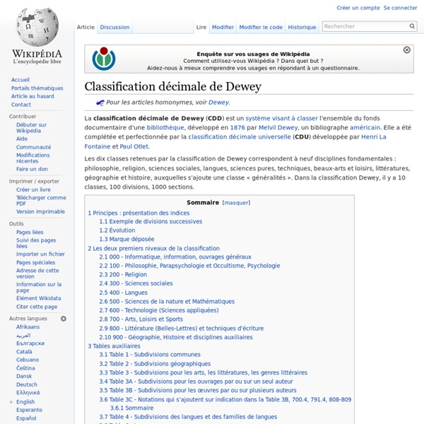 Classification décimale de Dewey