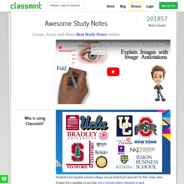 Classmint.com - Online Cornell Notes, Flashcards and Study Groups