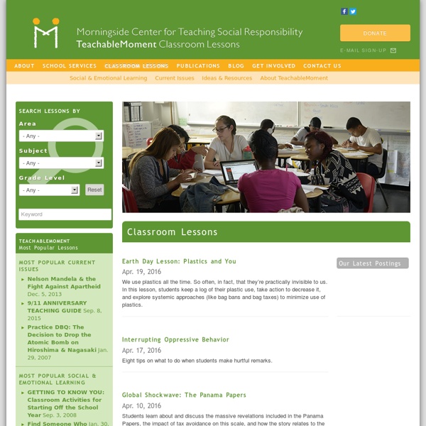 Teachable Moment - free lesson plans and topical activities for k - 12