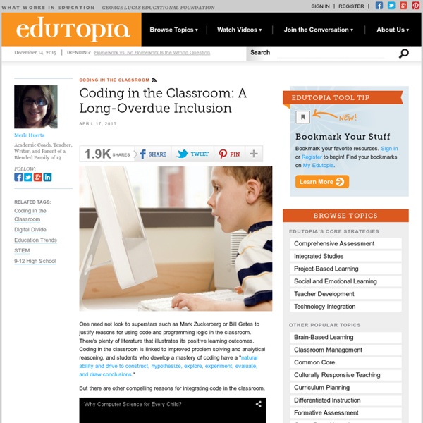 Coding in the Classroom: A Long-Overdue Inclusion