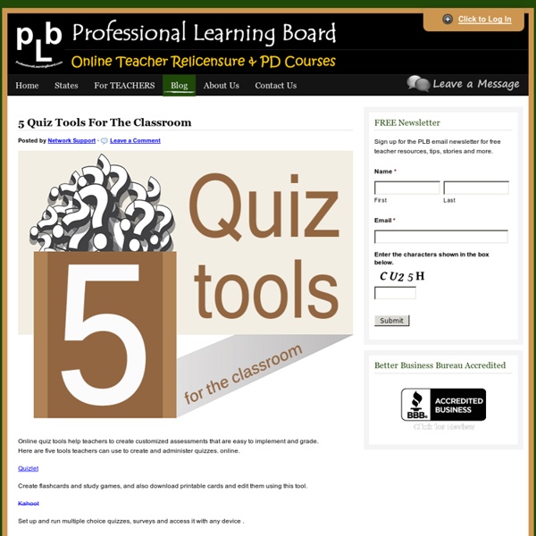 5 Quiz Tools For The Classroom : Professional Learning Board