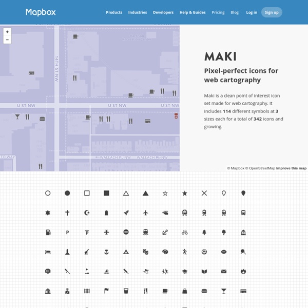 A clean point of interest icon set from MapBox