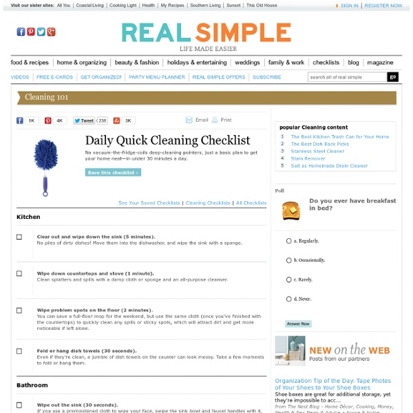 Daily Quick Cleaning Checklist