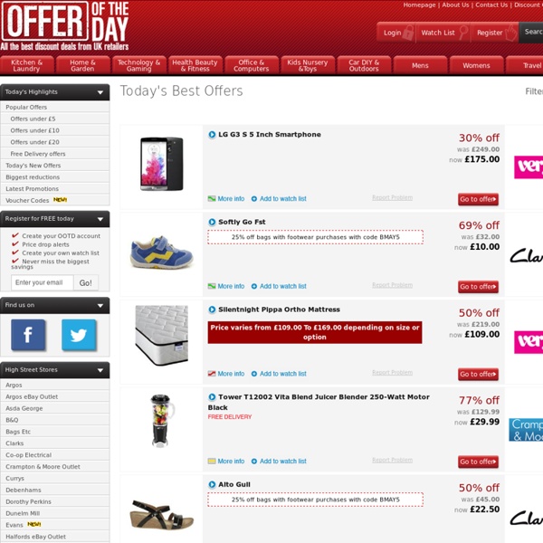 Offer of the Day - All the sale & clearance offers from major UK retailers - Offeroftheday.co.uk