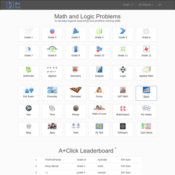 A+ Click Math Problems and Logic Puzzles for Grade K-1 K-12