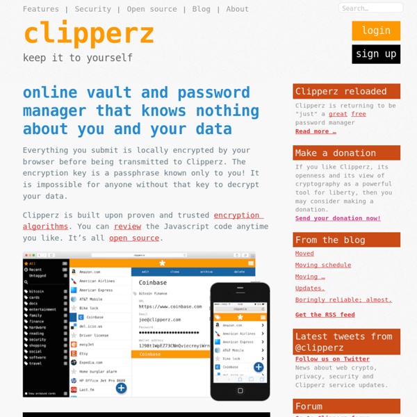 Clipperz - online password manager