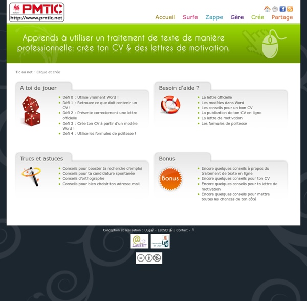 Créer CV + lettre motivations (PMTIC- public JEUNE)