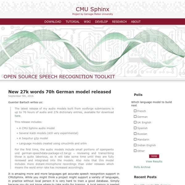 CMU Sphinx - Speech Recognition Toolkit