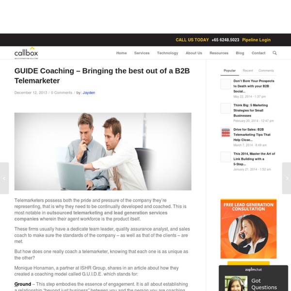 GUIDE Coaching – Bringing the best out of a B2B Telemarketer