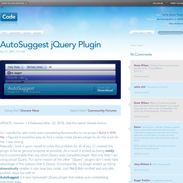 AutoSuggest jQuery Plugin