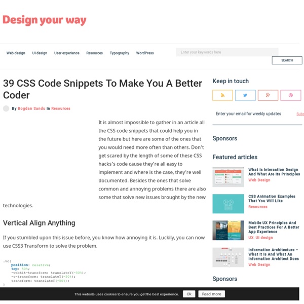 39 CSS Code Snippets To Make You A Better Coder