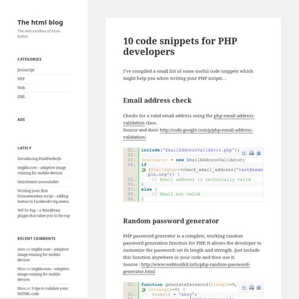 10 code snippets for PHP developers « The html blog