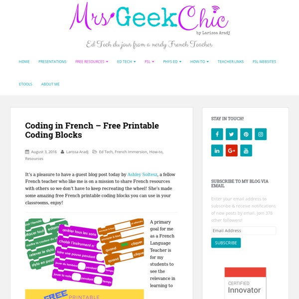Coding in French - Free Printable Coding Blocks