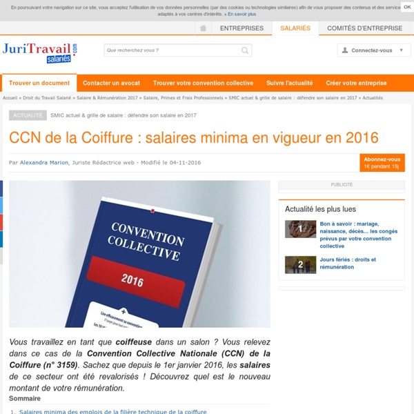 CCN de la Coiffure : salaires minima en vigueur en 2016