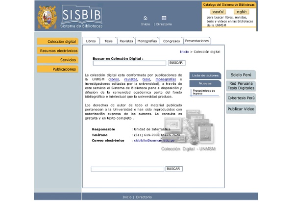 Colección digital - SISTEMA DE BIBLIOTECAS - UNMSM