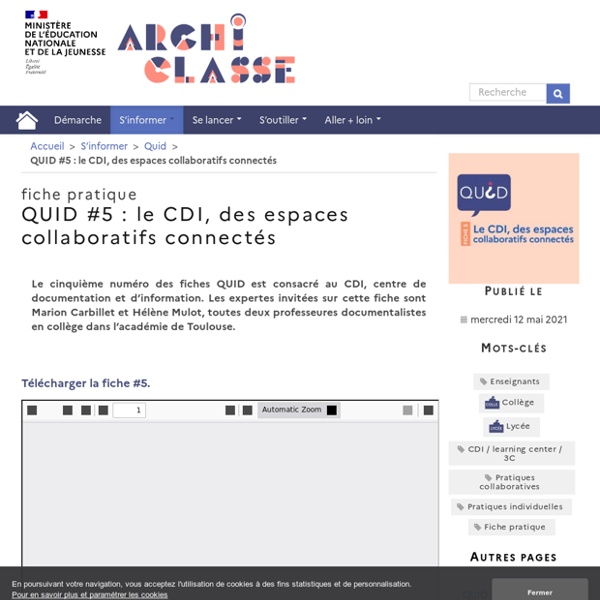 QUID #5 : le CDI, des espaces collaboratifs connectés - Archiclasse
