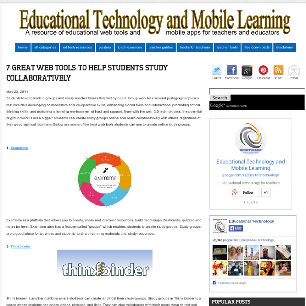Educational Technology and Mobile Learning: 7 Great Web Tools To Help Students Study Collaboratively