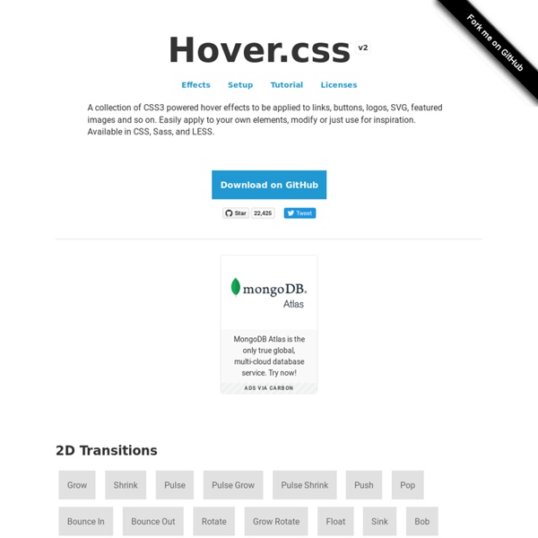 Hover.css - A collection of CSS3 powered hover effects