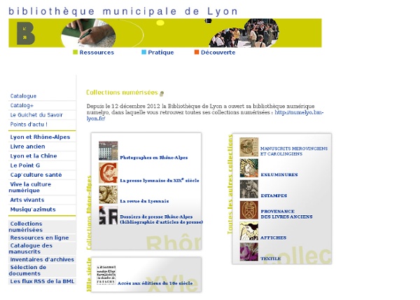 Les collections numérisées de la Bibliothèque municipale de Lyon