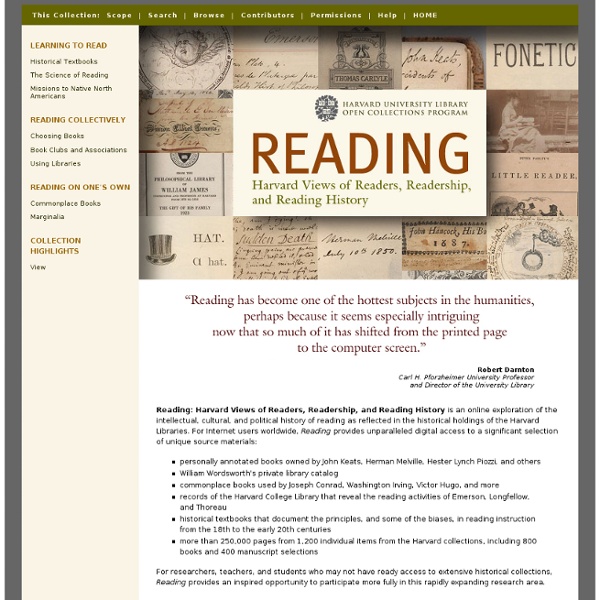 Reading - Harvard Views of Readers, Readership, and Reading History