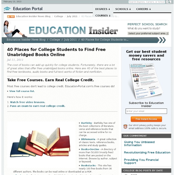 40 Places for College Students to Find Free Unabridged Books Online