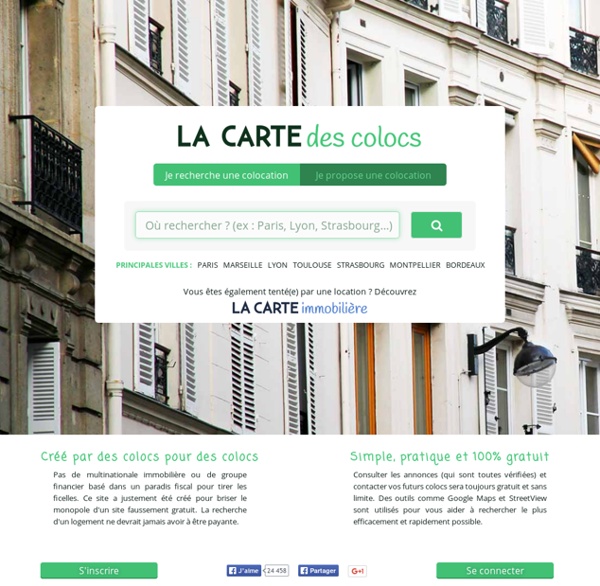 La Carte des Colocs, le seul site de colocation 100% gratuit