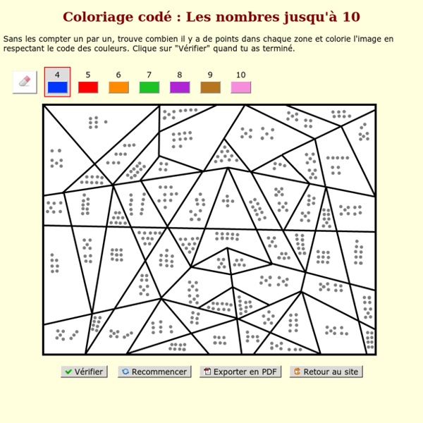 Coloriage codé : Les nombres jusqu'à 10