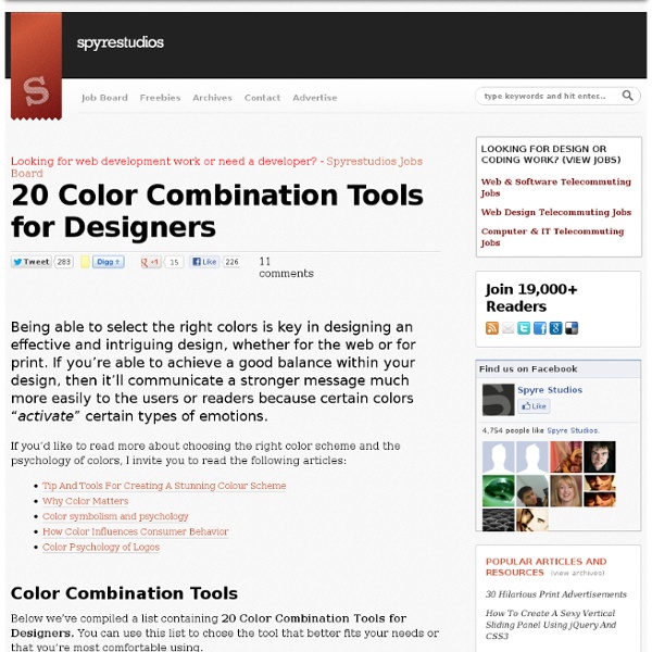 20 Color Combination Tools for Designers