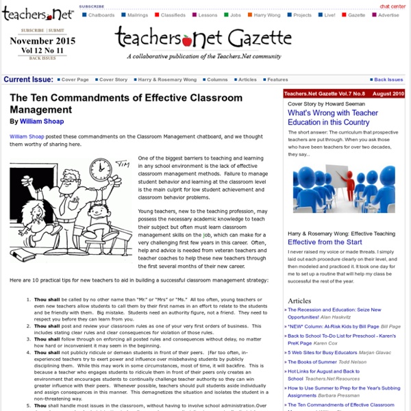 The Ten Commandments of Effective Classroom Management