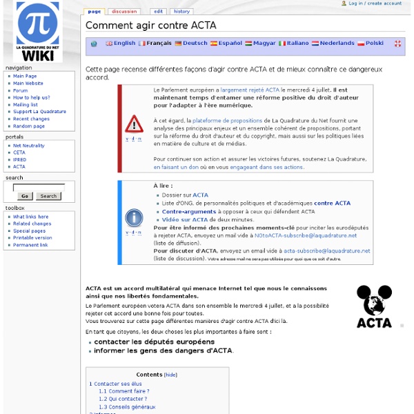 Comment agir contre ACTA