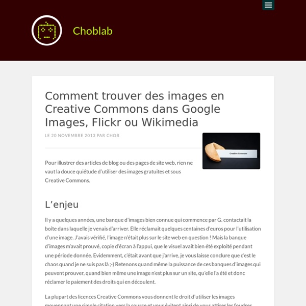 Comment trouver des images en Creative Commons dans Google Images, Flickr ou Wikimedia