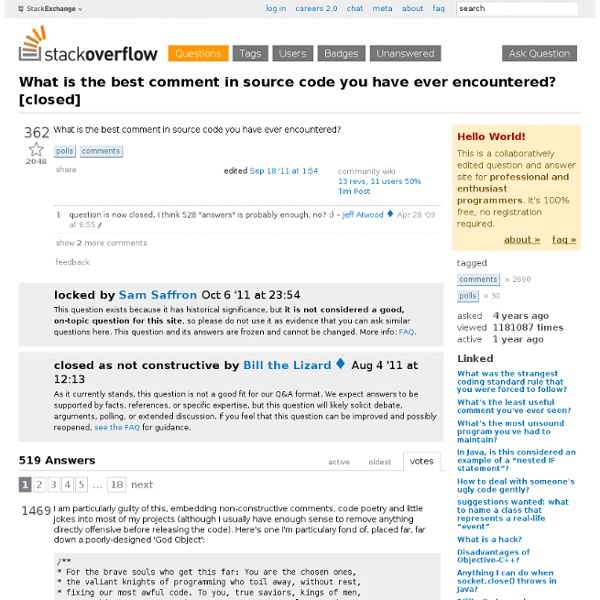 Polls - What is the best comment in source code you have ever encountered